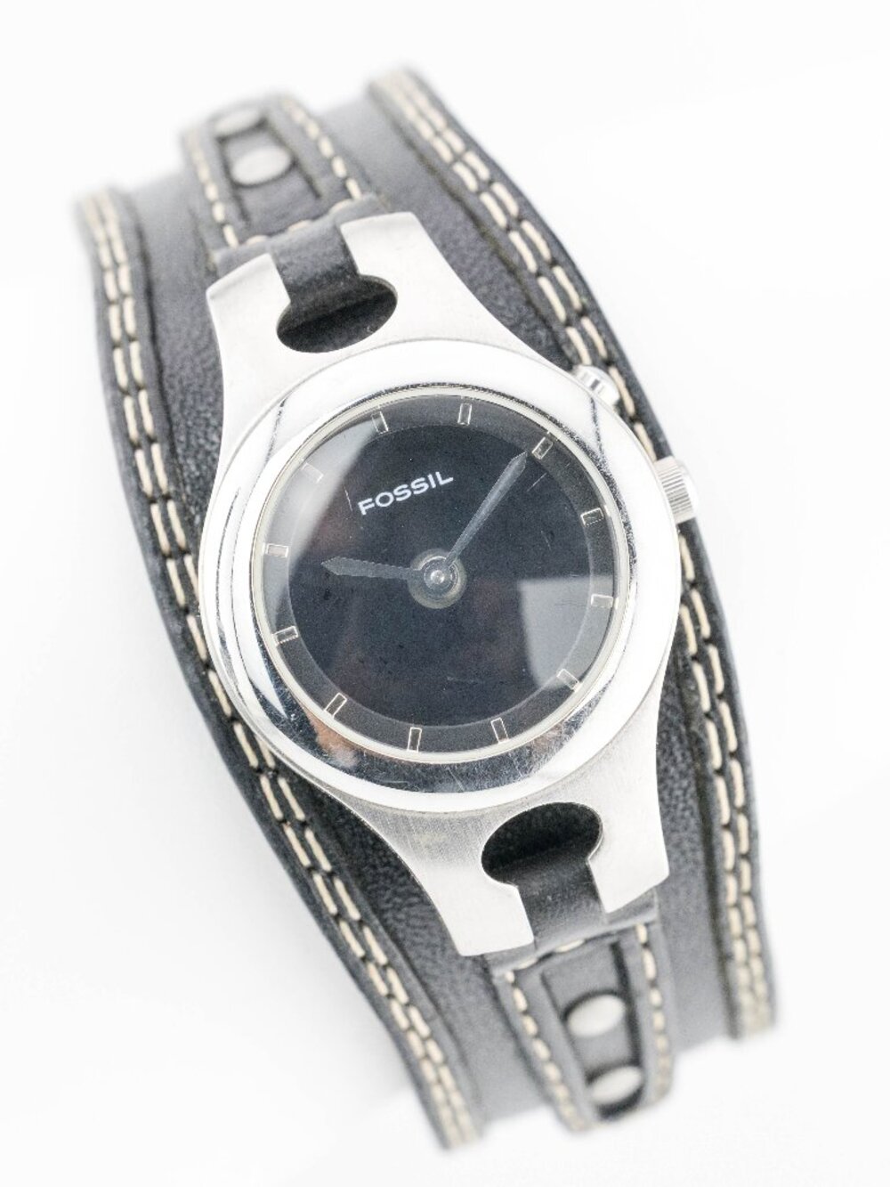 Fossil Leather Double Wrap Minimalist Quartz Analog Women's Watch New Battery